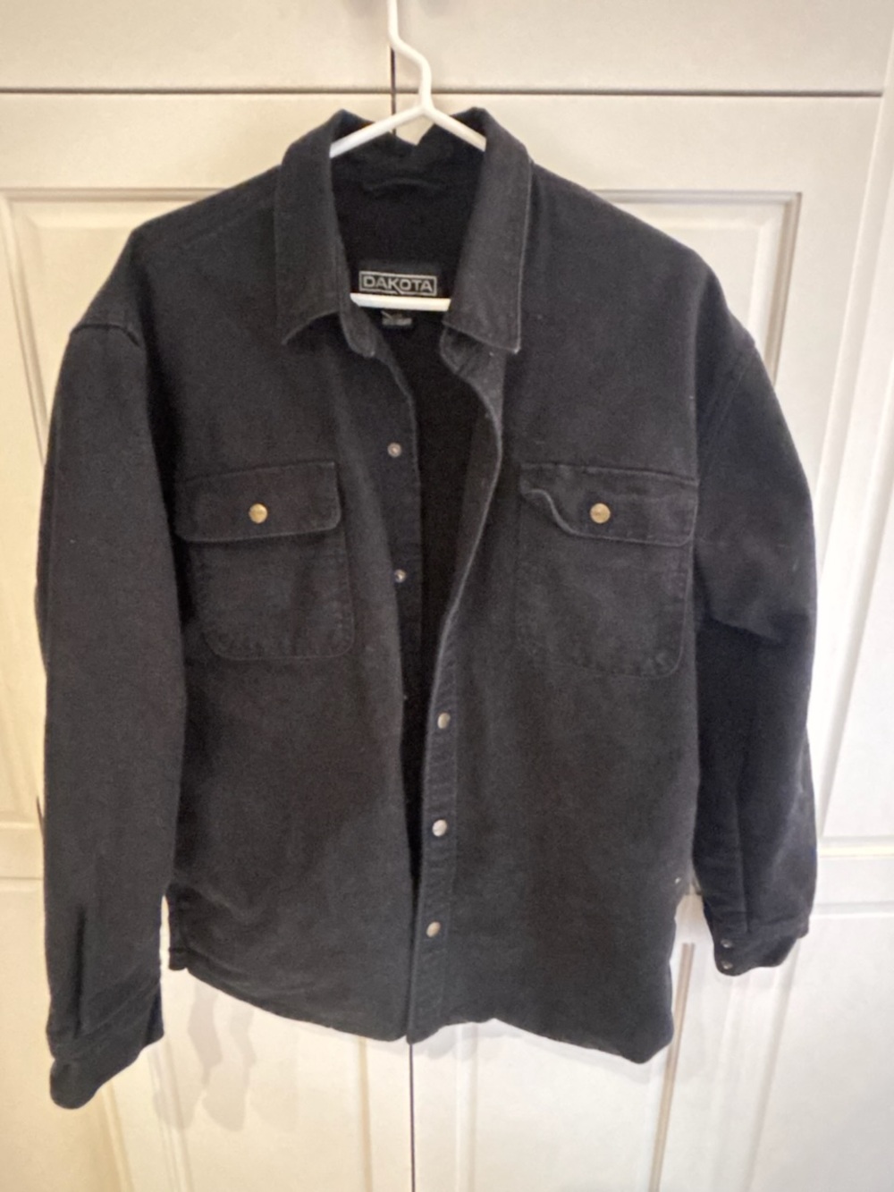 Men's Dakota Black Button-Up Work Jacket large , fleece lined